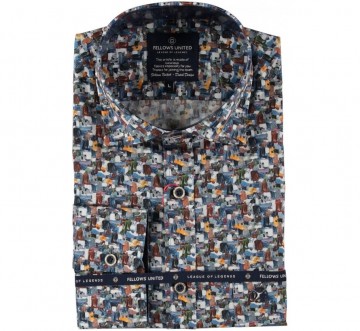 Fellows united overhemd drawing dark green 326521 1