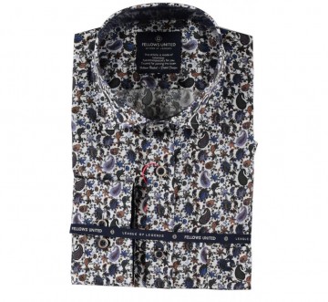 Fellows united overhemd leaves paysley mid blue 32 1