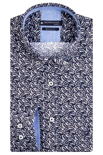 Giordano circle wave fantasy pattern ivy button down overhemd navy iz00t851sr7hm99c
